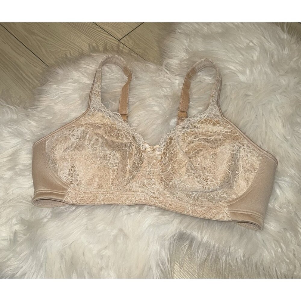 Playtex USE515 Womens 18 Hour Gorgeous Lift Wire Free Bra Unlined Lace 36C Beige